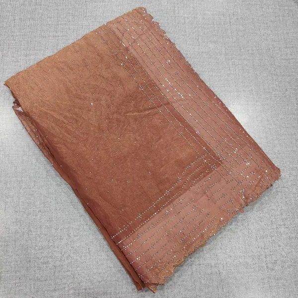 Premium Space Silk Plain Saree with Heavy Stone Work | SR92